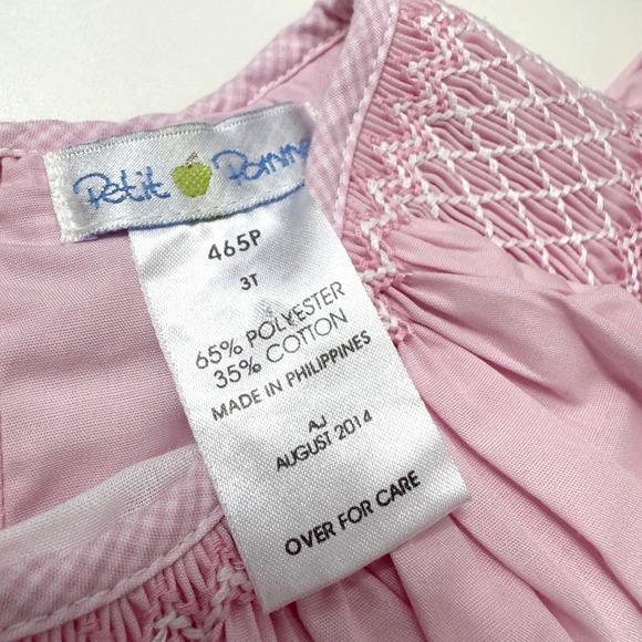 Petit Pomme Toddler Girl Pink Smocked Spring Bishop Dress Flutter Sleeve 3T - Picture 4 of 5